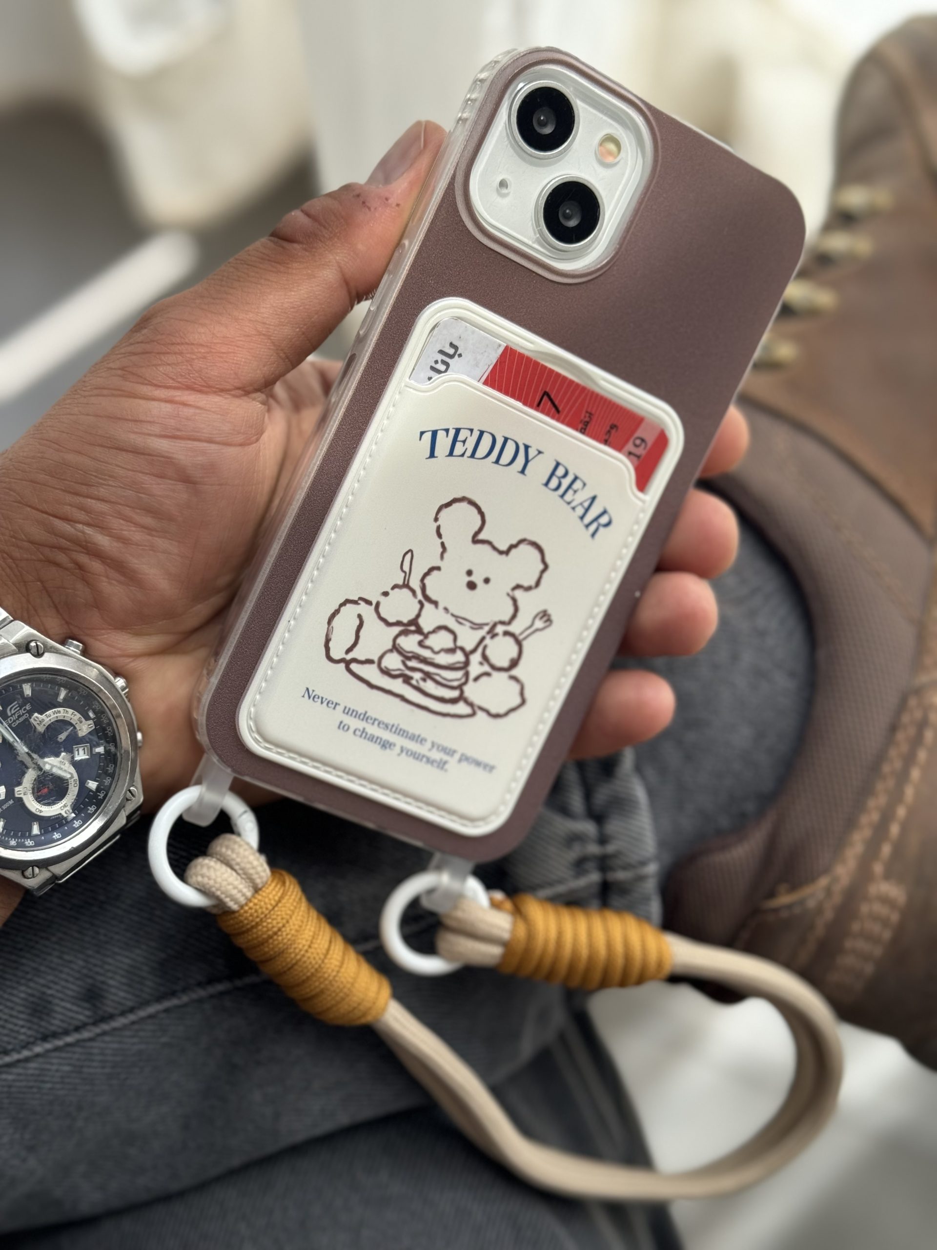 قاب موبایل آیفون تدی بر جاکارتی + بندکوتاه