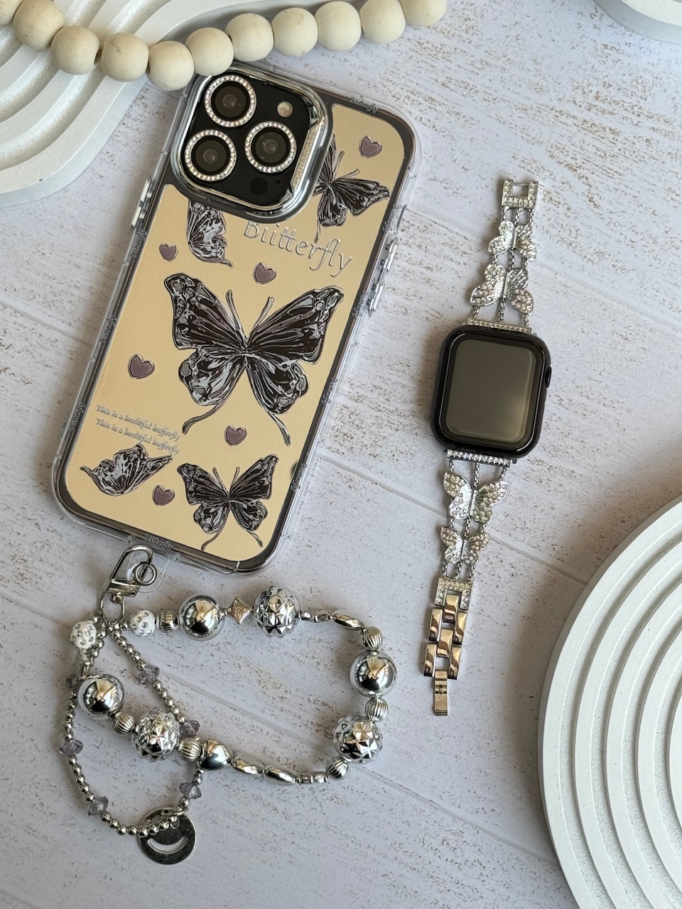 بند اپل واچ پروانه نگینی استیل