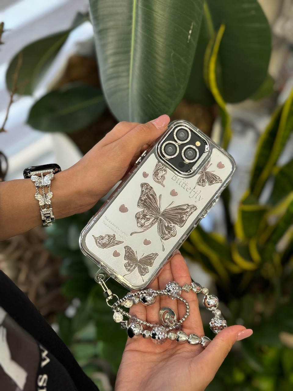 بند اپل واچ پروانه نگینی استیل