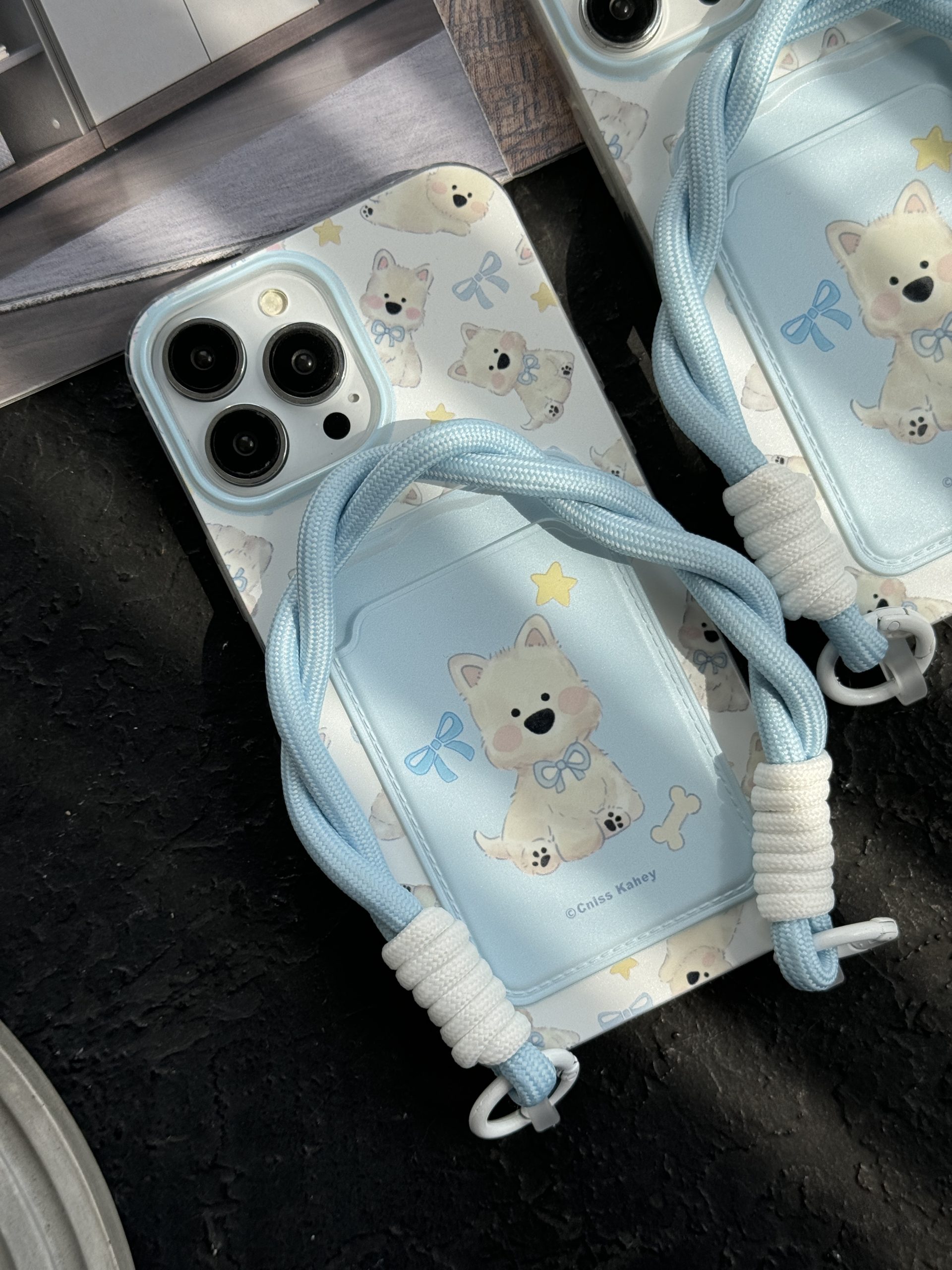 قاب آیفون سگ پاپی آبی بندست جاکارتی