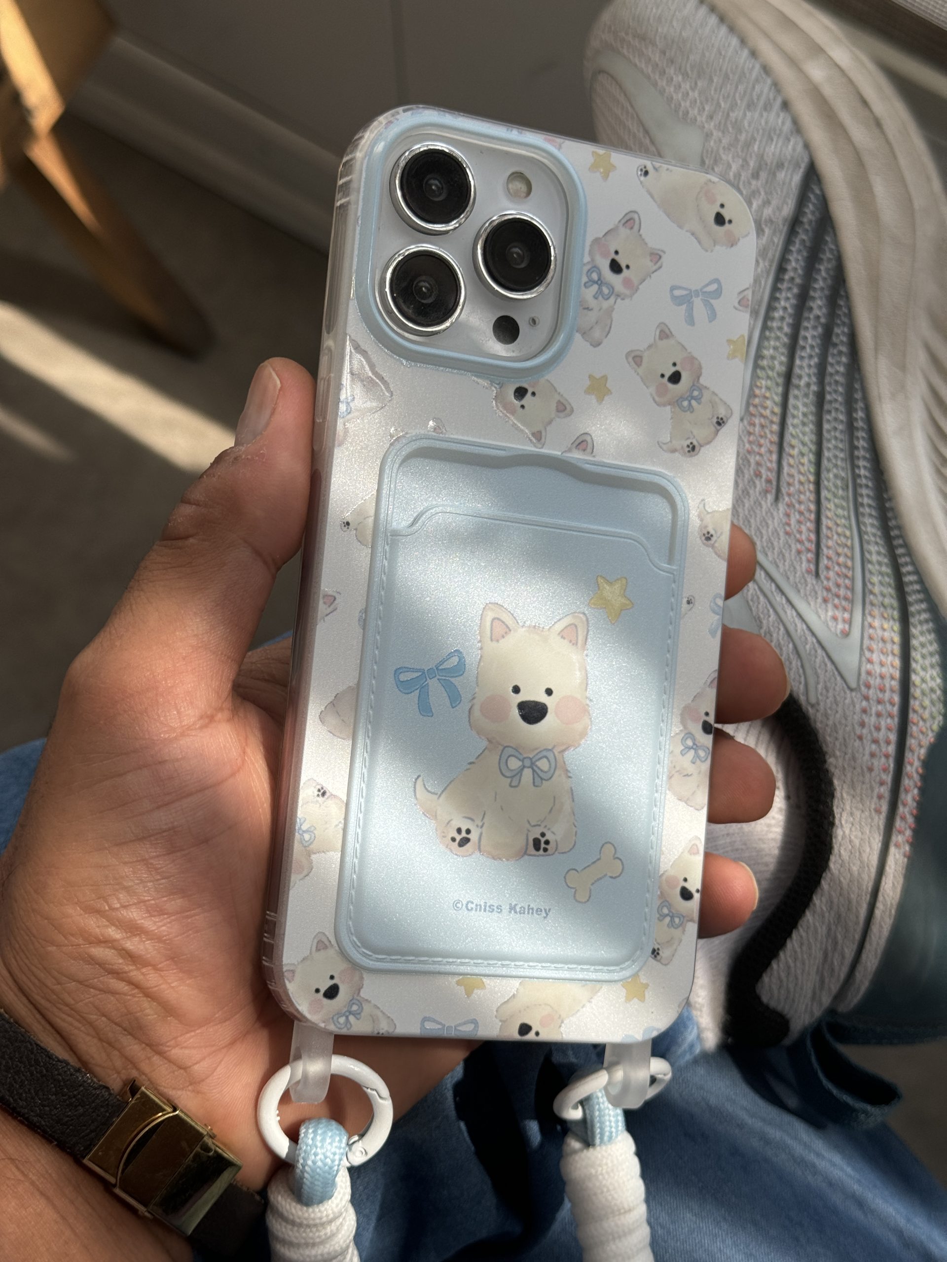 قاب آیفون سگ پاپی آبی بندست جاکارتی