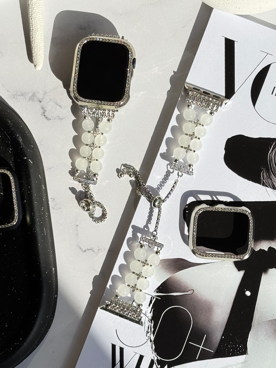 بند اپل واچ Shell Diamond همراه با گارد نگین دار