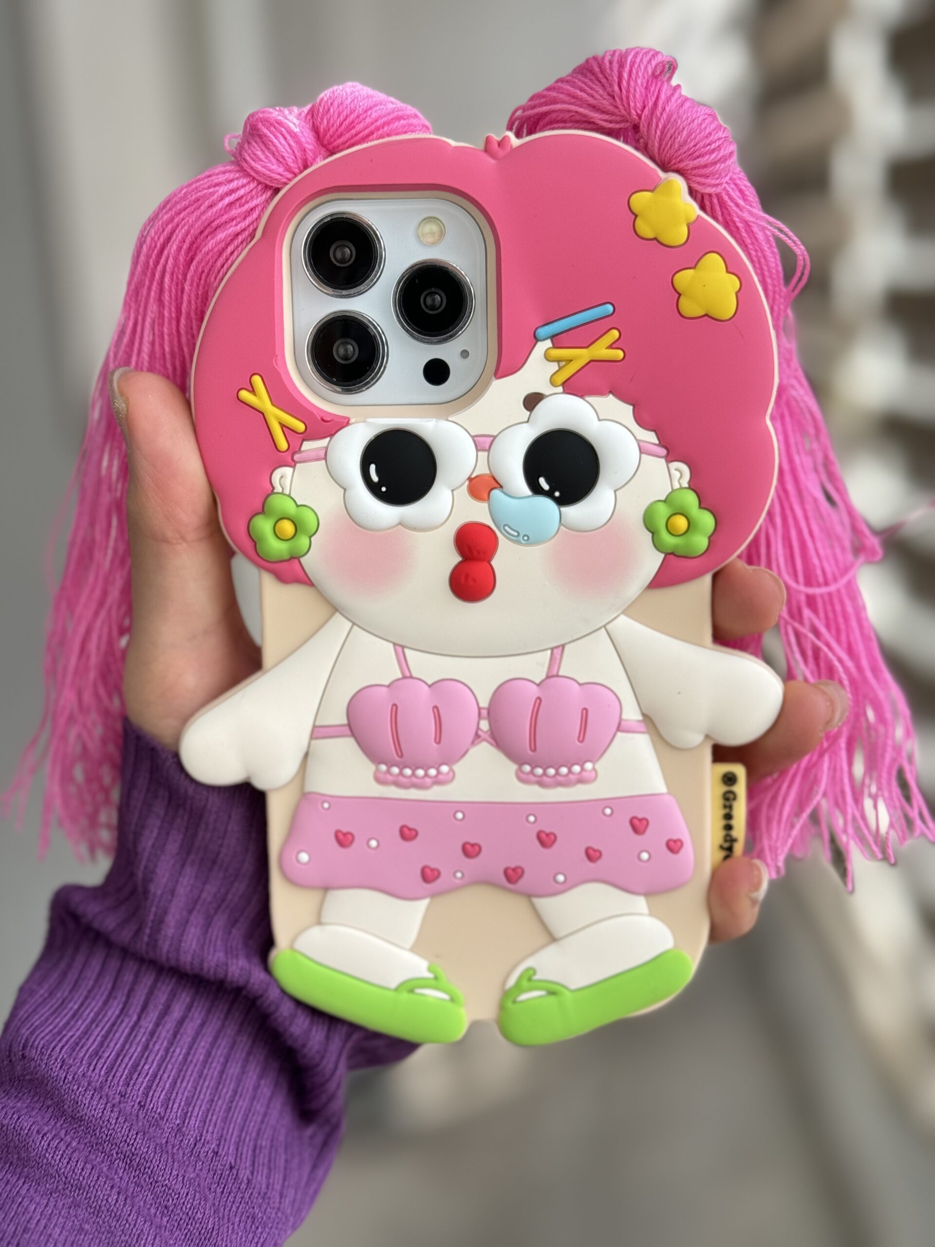 قاب موبایل آیفون عروسک تنبل لپ قرمزی موبلند