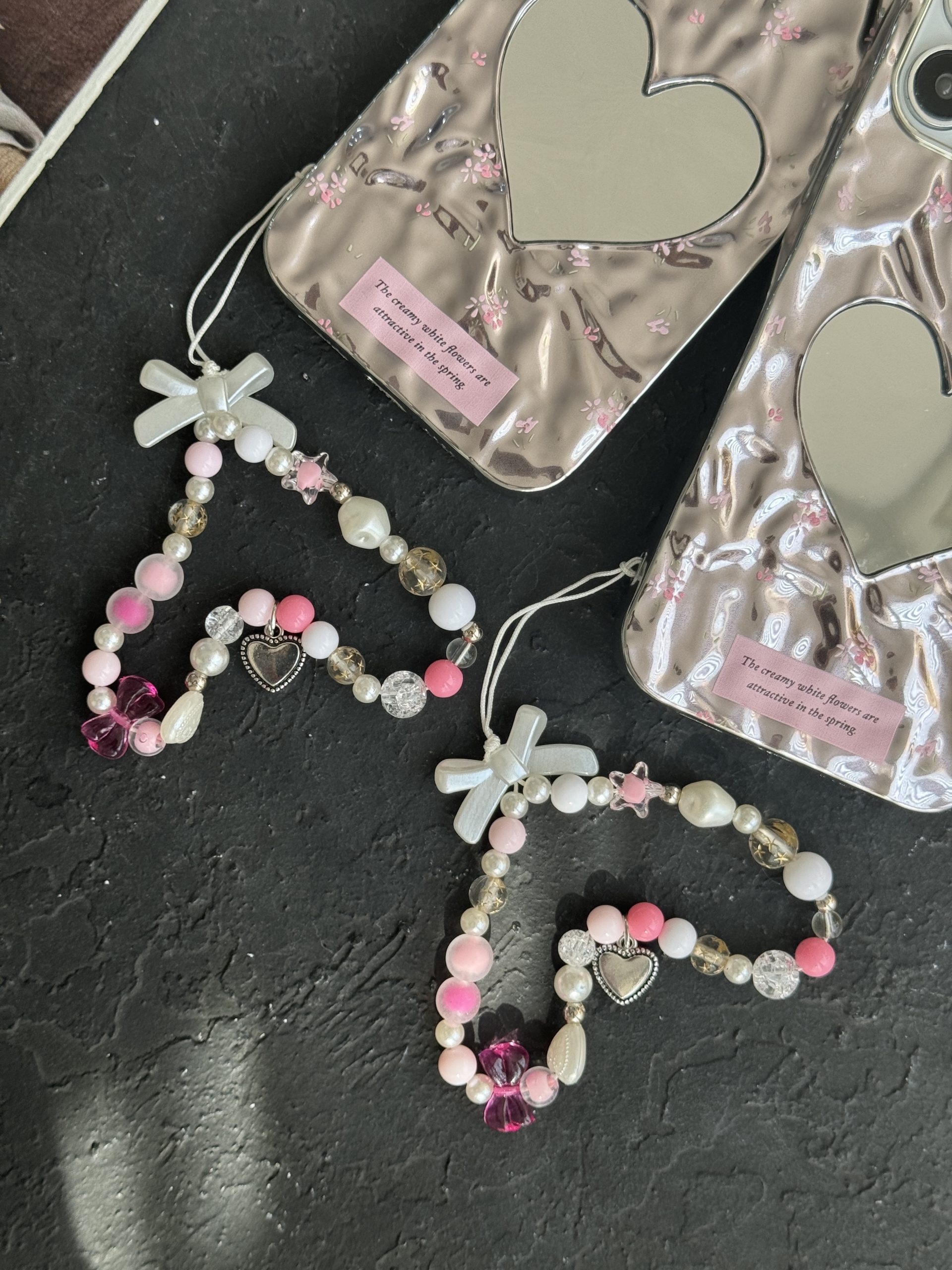 قاب آیفون گل ریز قلب آیینه ای موج دار رزگلد بنددار