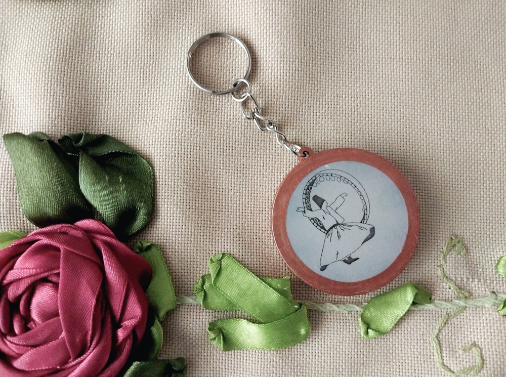 جا کلیدی آویز چوبی طرح دف