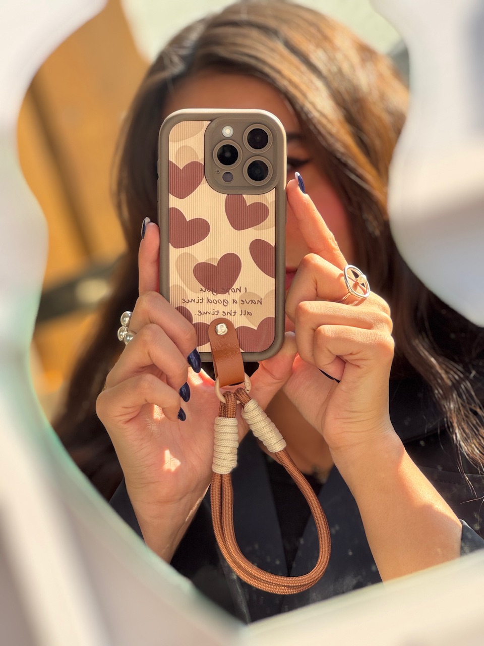 قاب قلب قهوه ای با آویز بند مچی