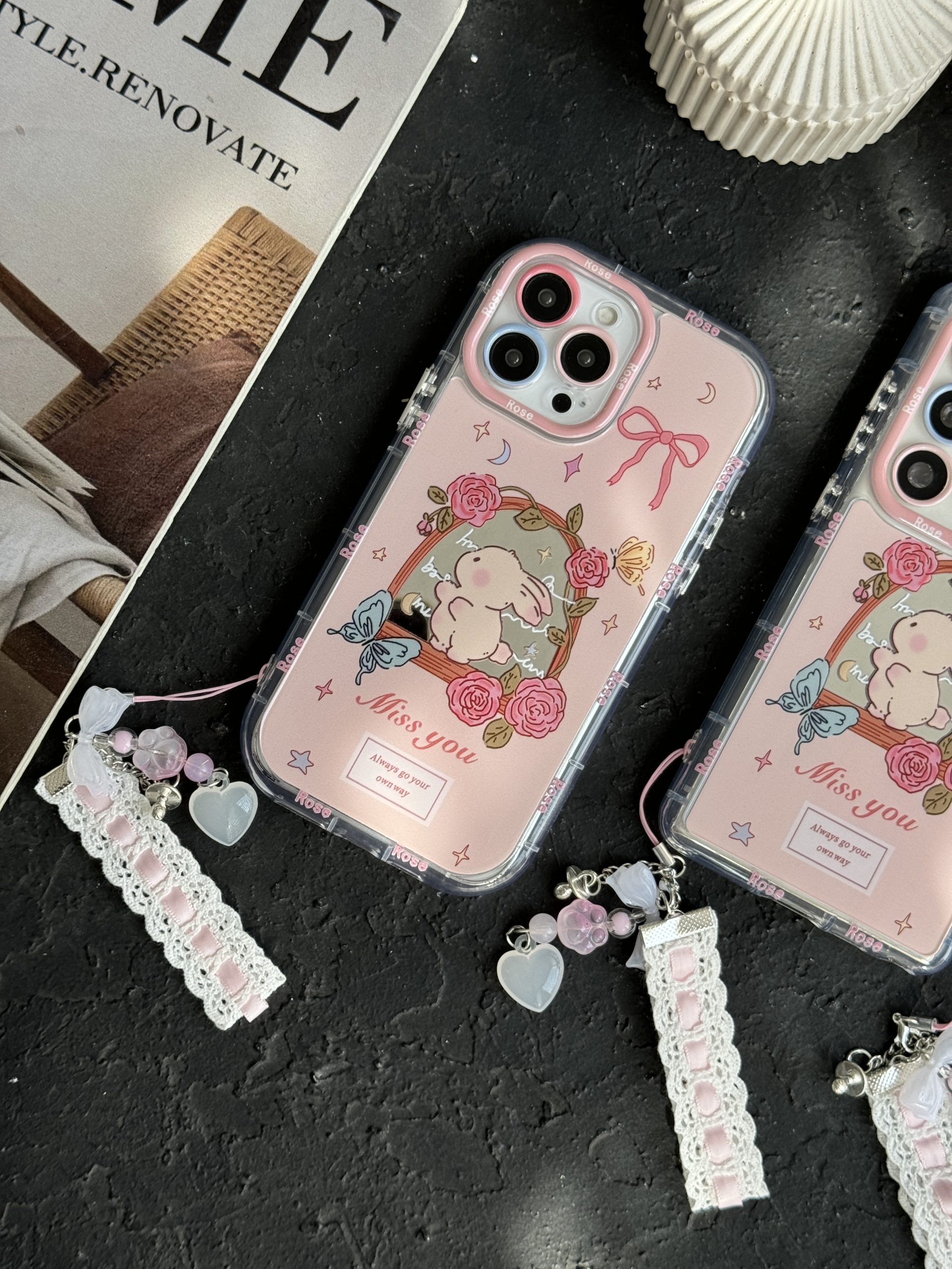 قاب خرگوش میس یو پاپیون گل رز بندست