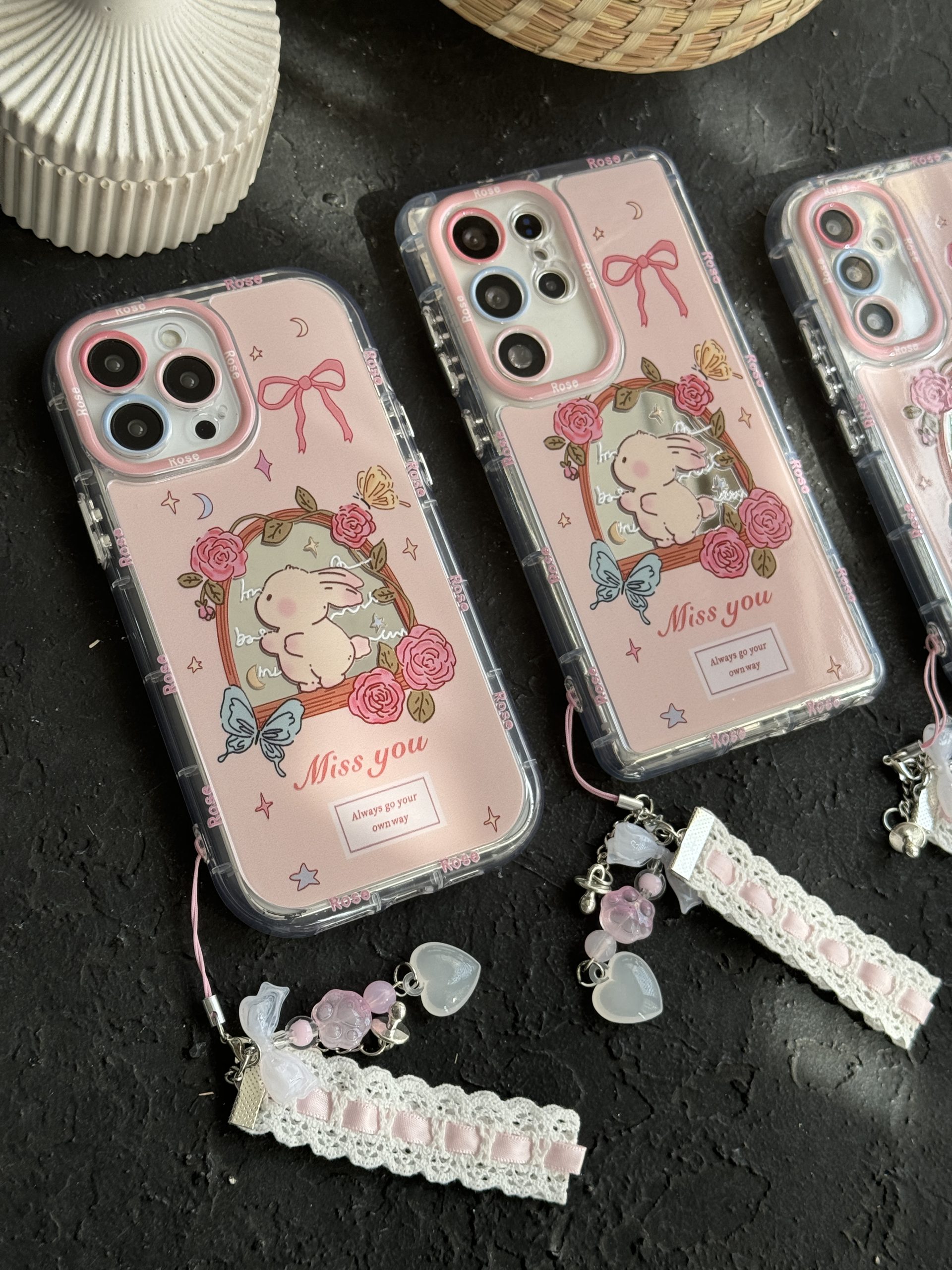 قاب خرگوش میس یو پاپیون گل رز بندست