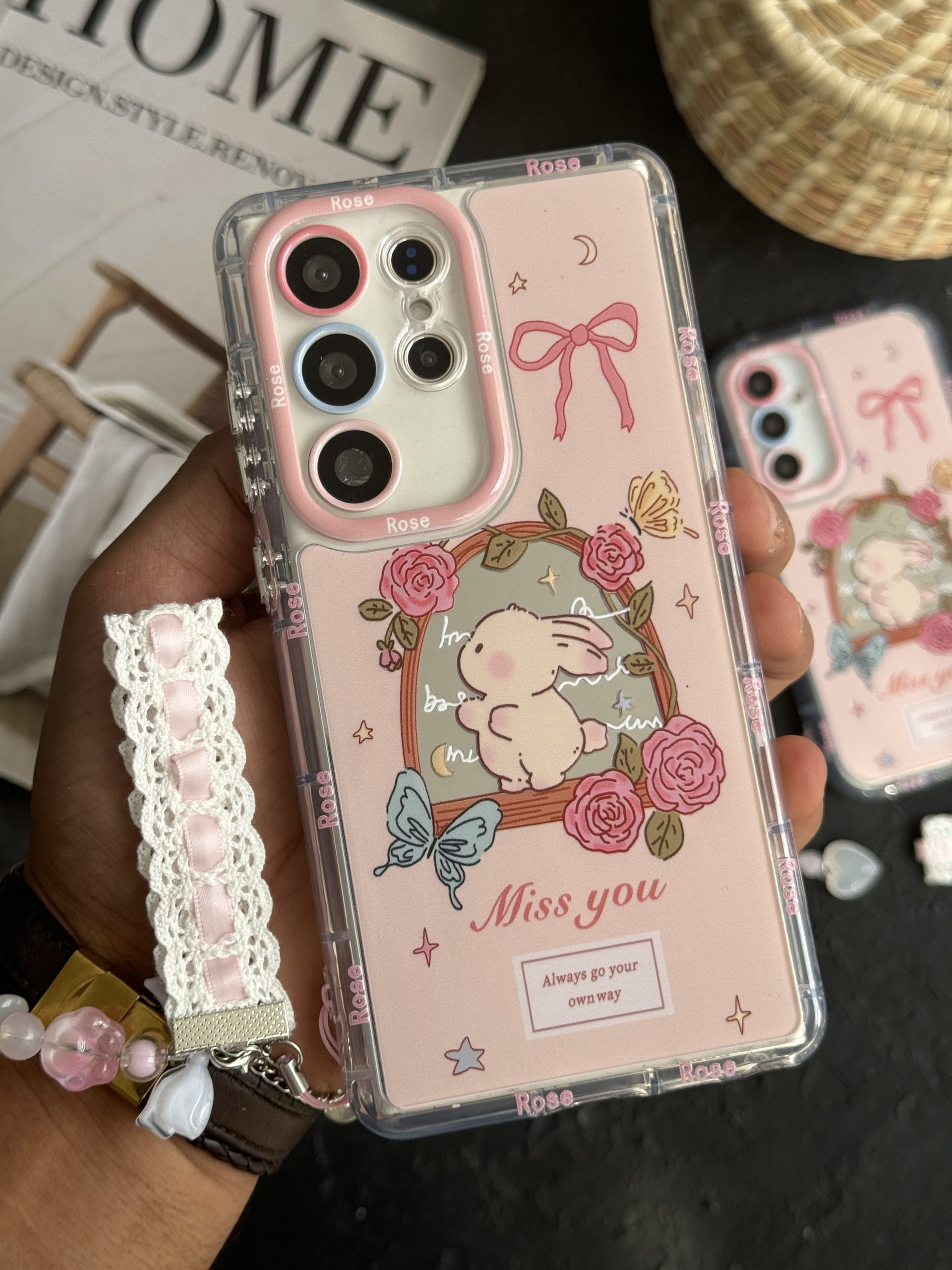 قاب خرگوش میس یو پاپیون گل رز بندست