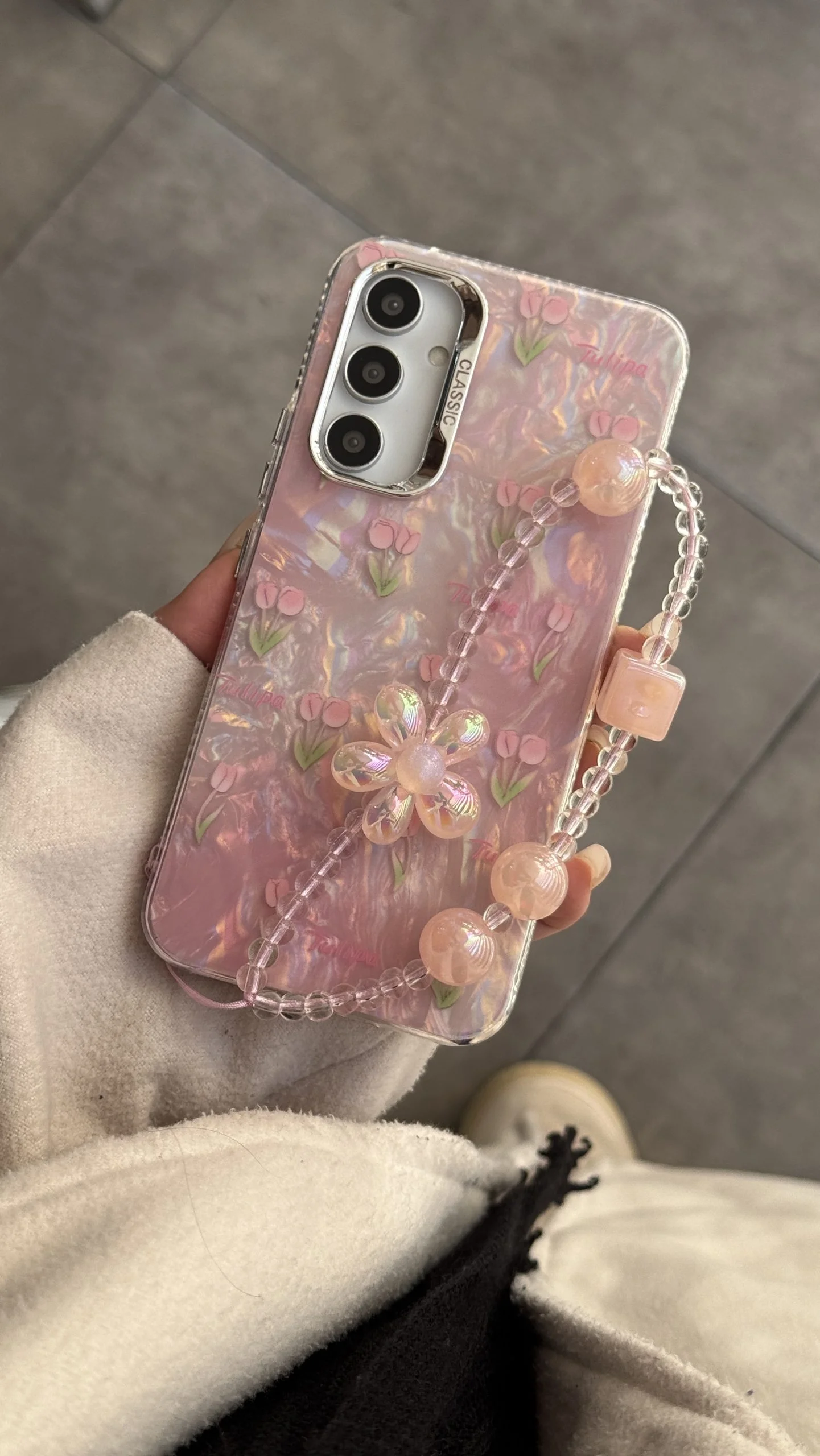 قاب گل لاله عباسی تولیپس صورتی + بندست