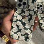قاب موبایل آیفون گل رز مخمل سبز