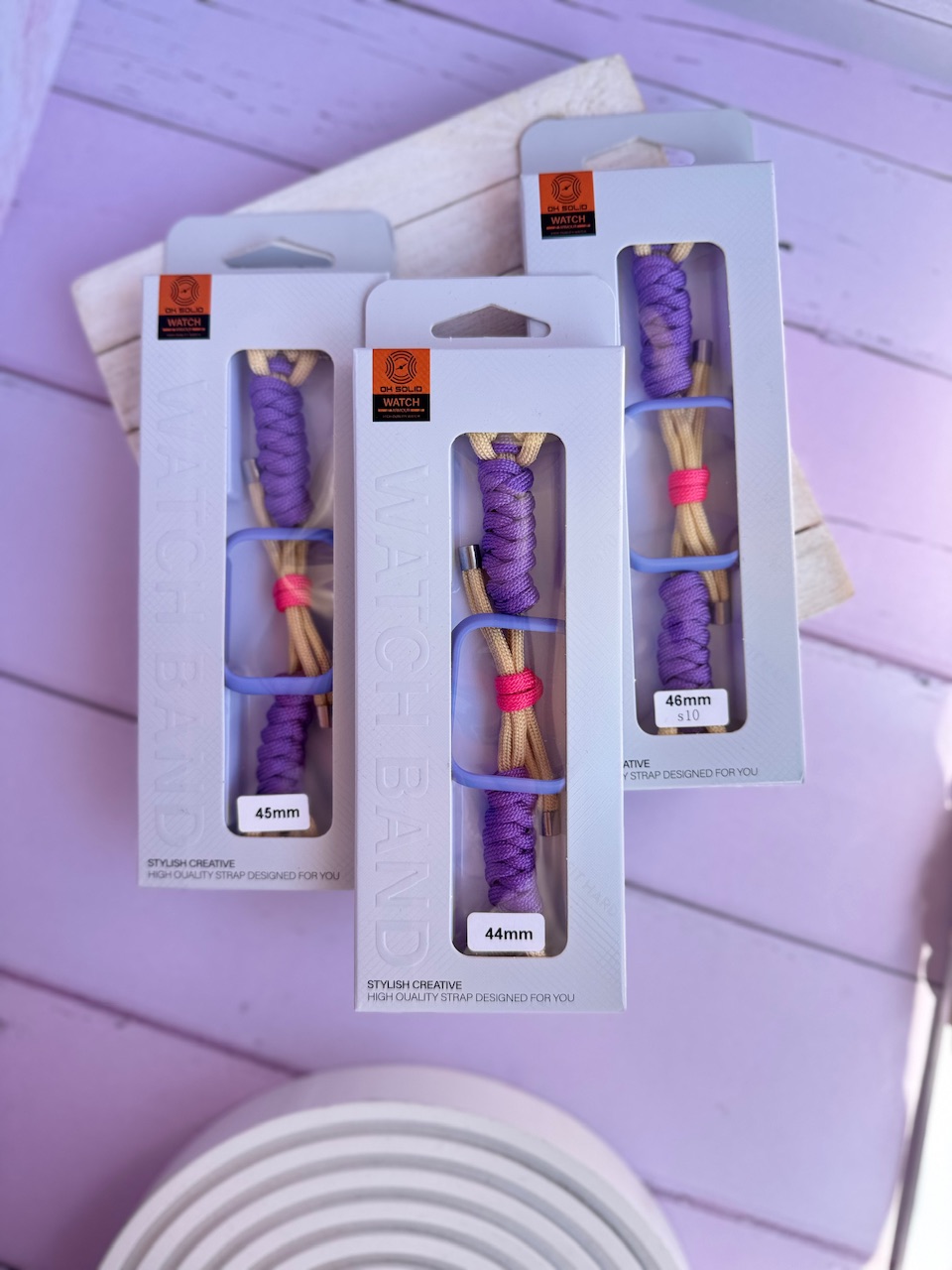 بند اپل واچ بافت بنفش کنفی با گارد سیلیکونی