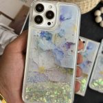 قاب موبایل گل لوندر آکواریومی متحرک پولکی