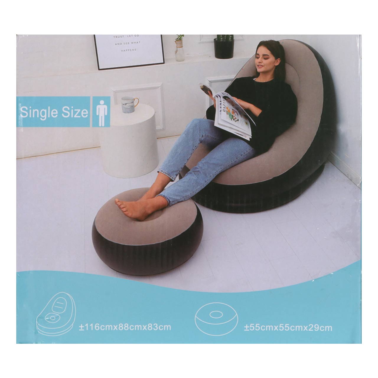 مبل بادی دو تکه سرمه ای