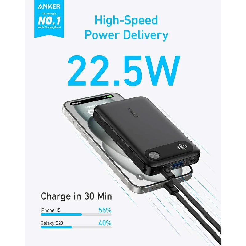 پاوربانک (PD و فست شارژ) Anker 22.5W 10000mAh مدل A1257