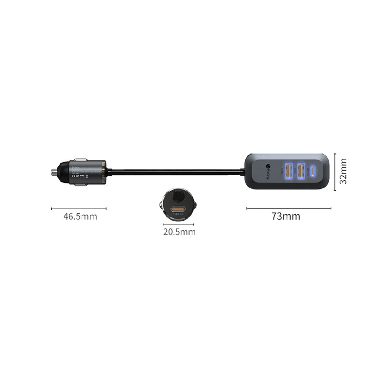 شارژر فندکی فشارژر فندکی فست و PD تک پورت ProOne مدل PCG23 100W بهمراه کابل متصل