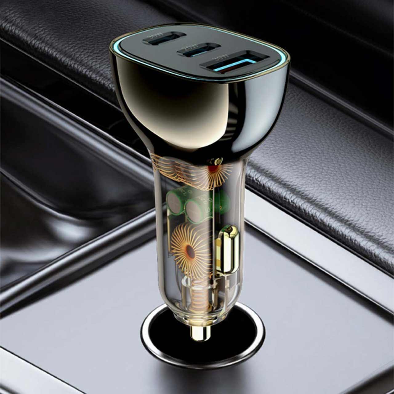 شارژر فندکی فست و PD سه پورت Wiwu مدل PC700 80W