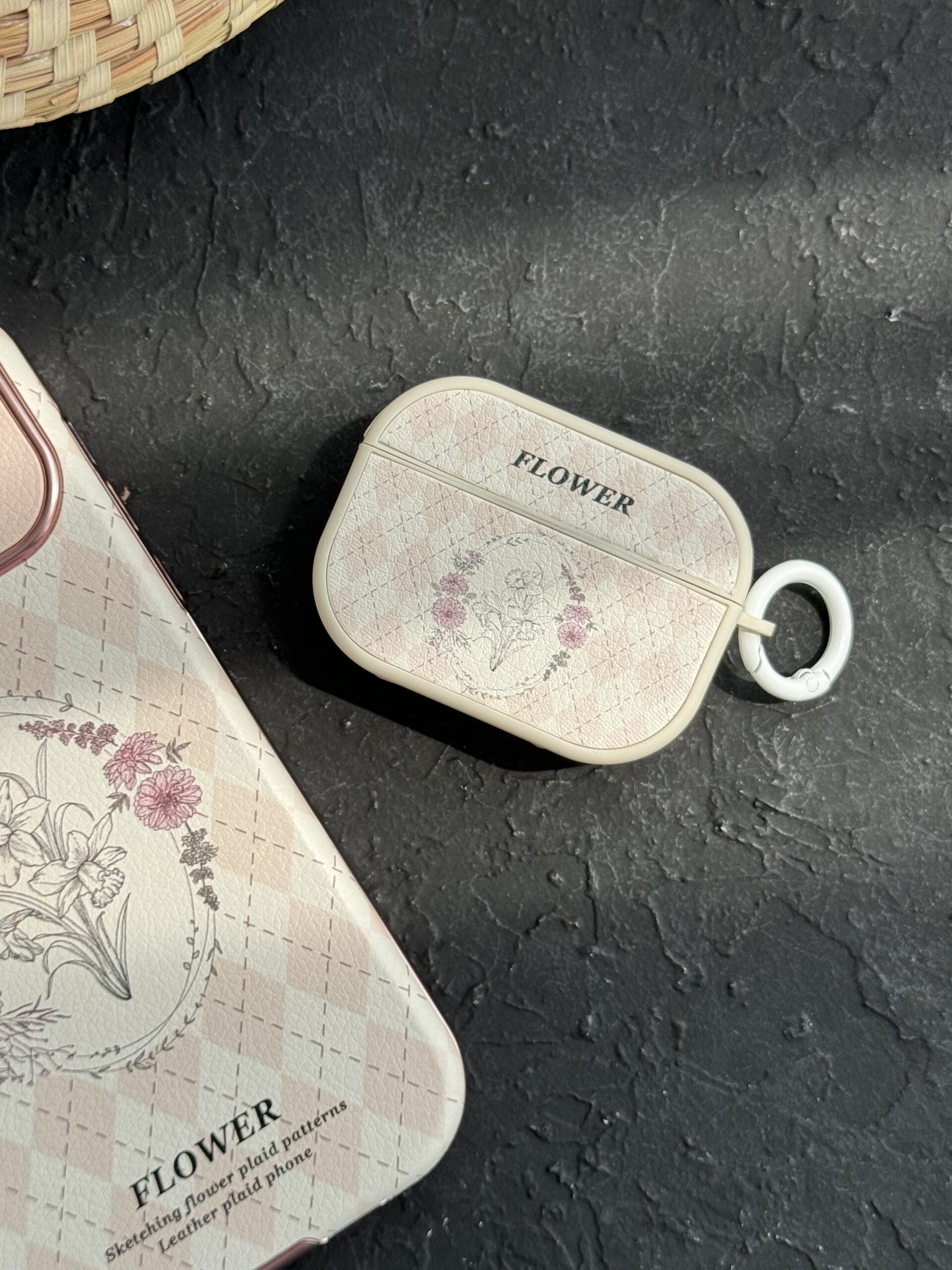 قاب موبایل آیفون فلاور رزپینک + کاور ایرپاد ست