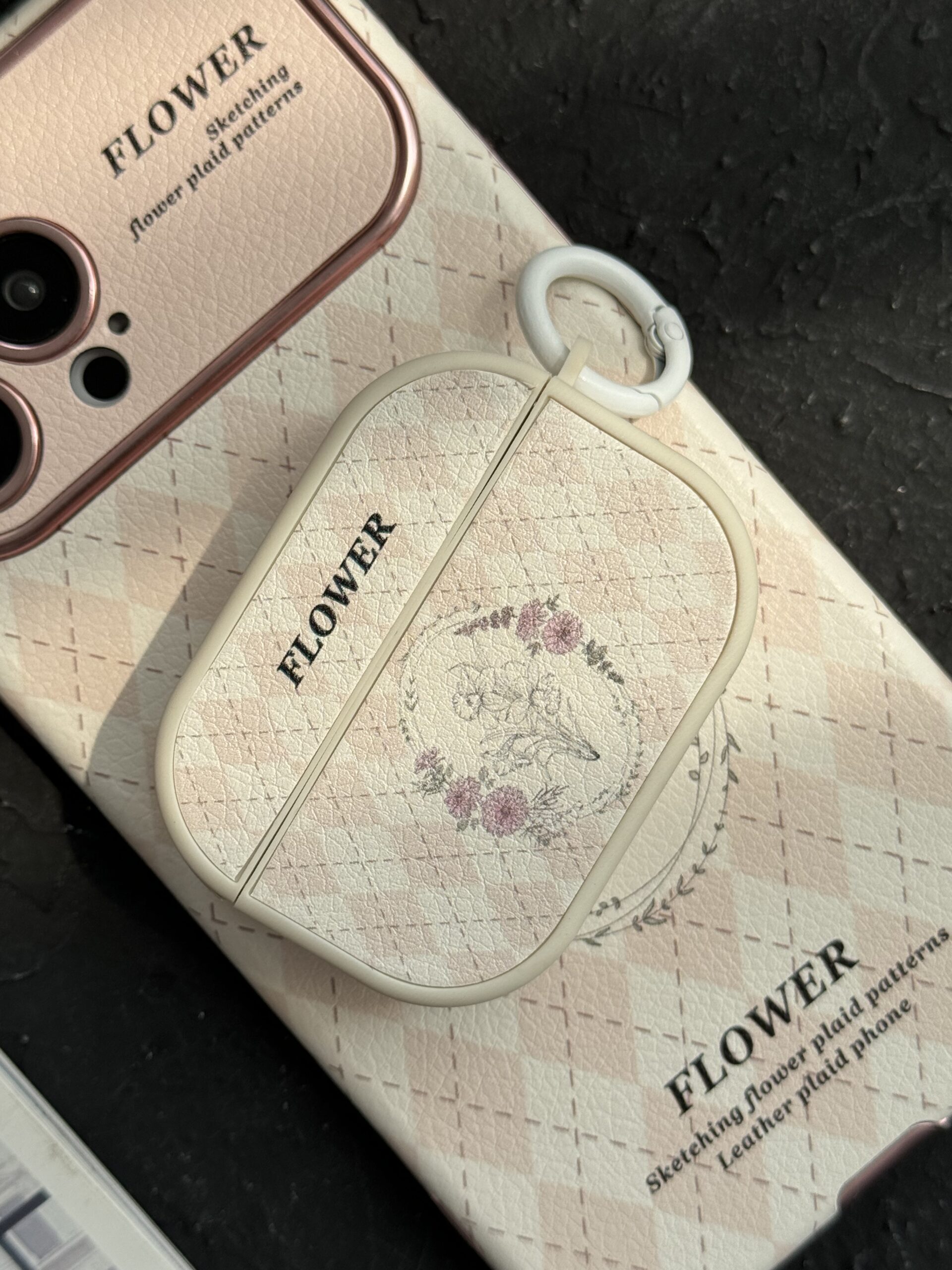 قاب موبایل آیفون فلاور رزپینک + کاور ایرپاد ست