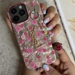 قاب موبایل سن لورن شکوفه گل رز + آویز گل رز