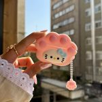 کاور ایرپاد سیلیکونی کیتی پنجه صورتی با آویز