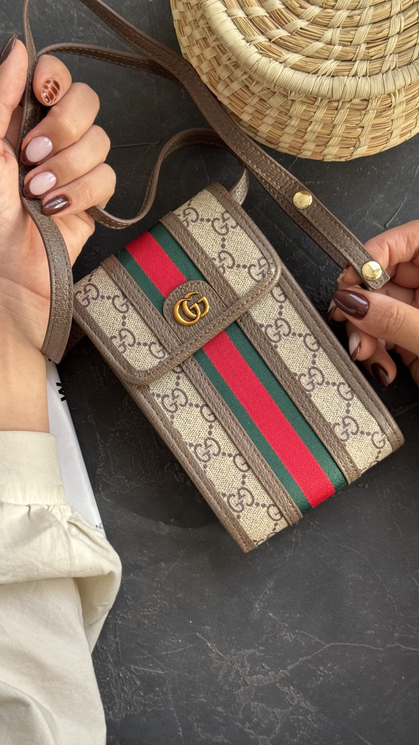 کیف فری سایز یک طرفه گوچی فونتی + بندچرمی