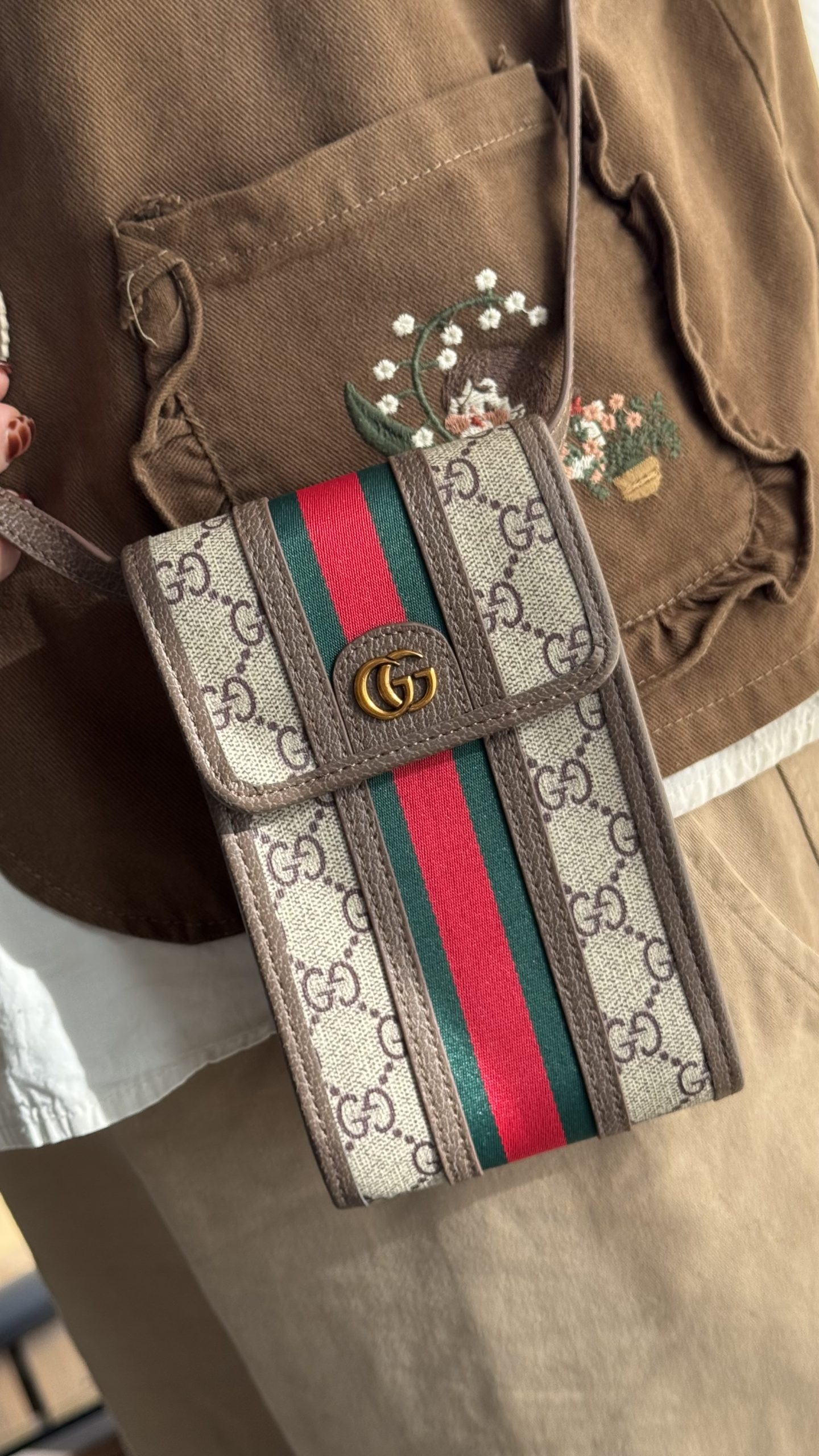 کیف فری سایز یک طرفه گوچی فونتی + بندچرمی