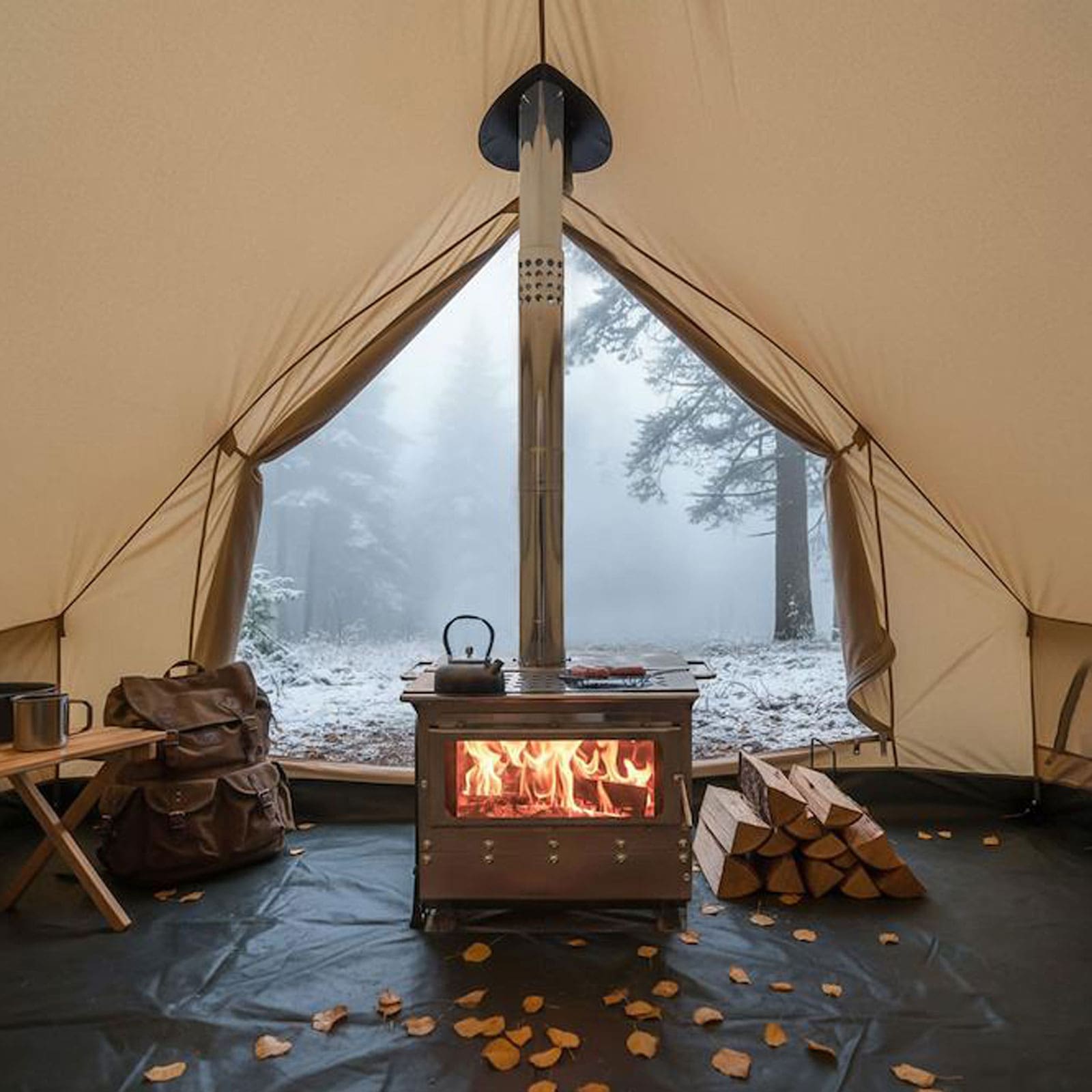 بخاری هیزمی تمام استیل تاشو قابل حمل