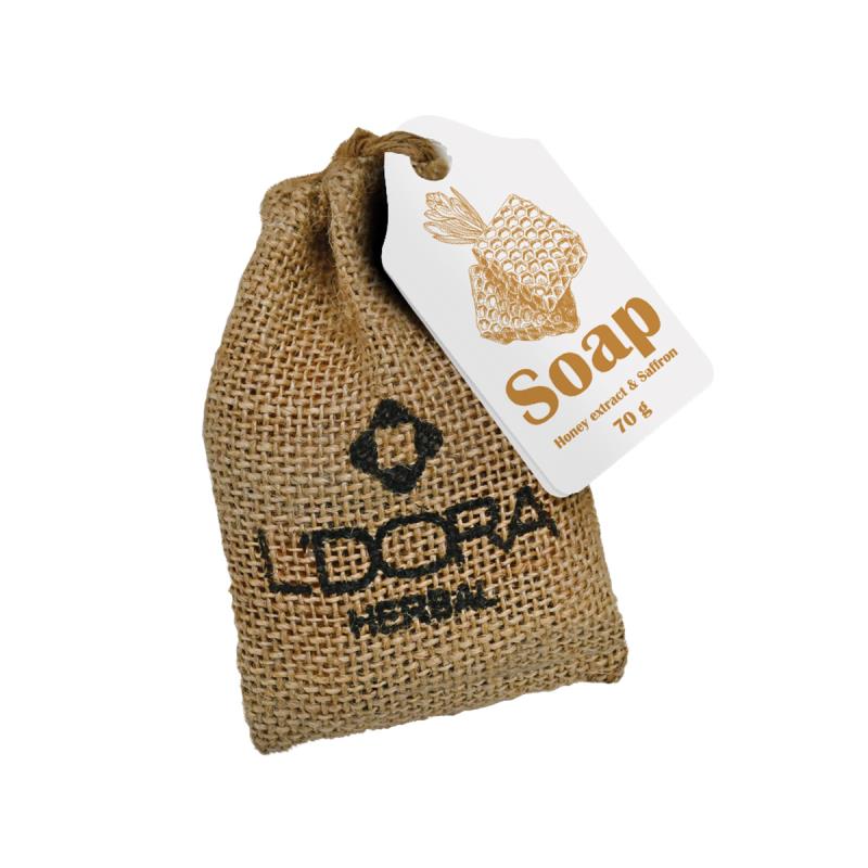 صابون گیاهی حاوی عصاره‌عسل و زعفران لدورا هربال 70 گرمی