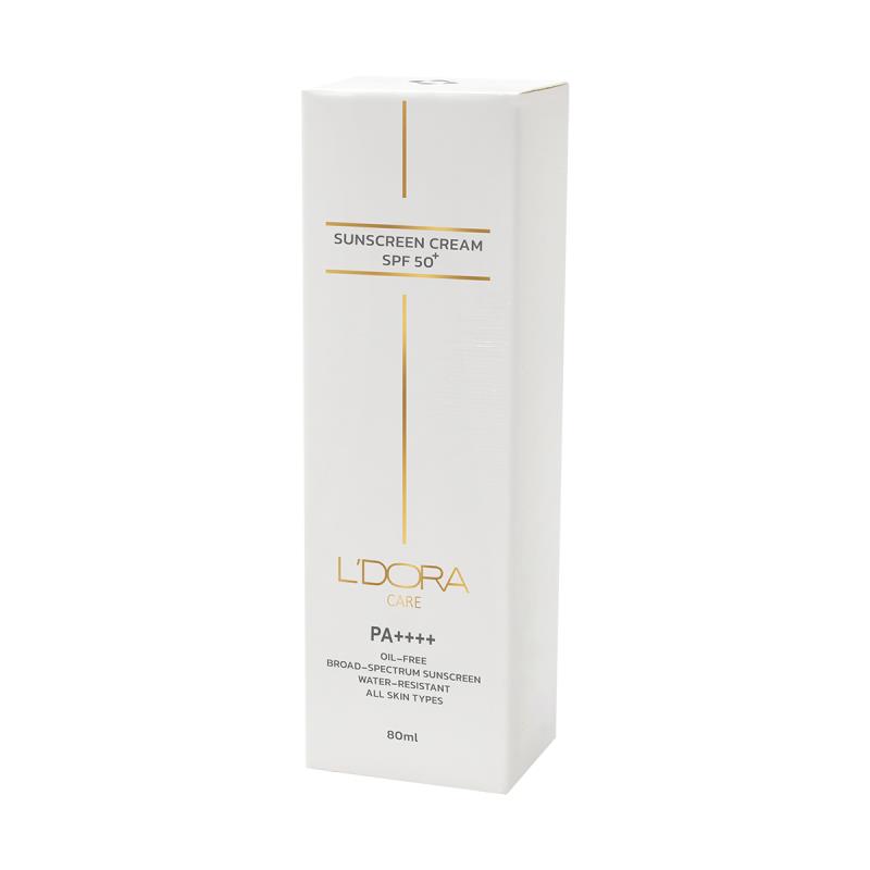 کرم ضدآفتاب +SPF50 بی رنگ مناسب انواع پوست لدورا کر ۸۰ میلی لیتر