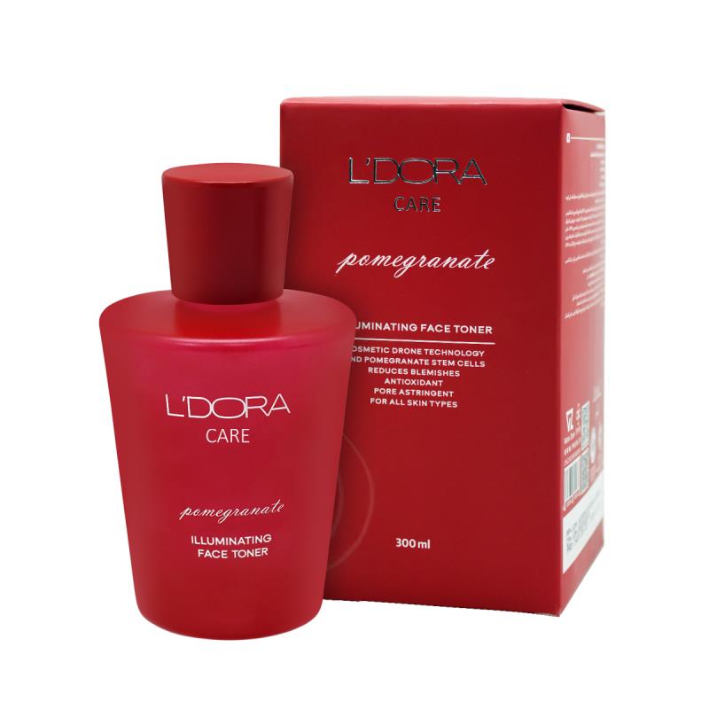 تونر روشن کننده صورت انار مناسب انواع پوست لدورا کر، 300 میلی لیتر