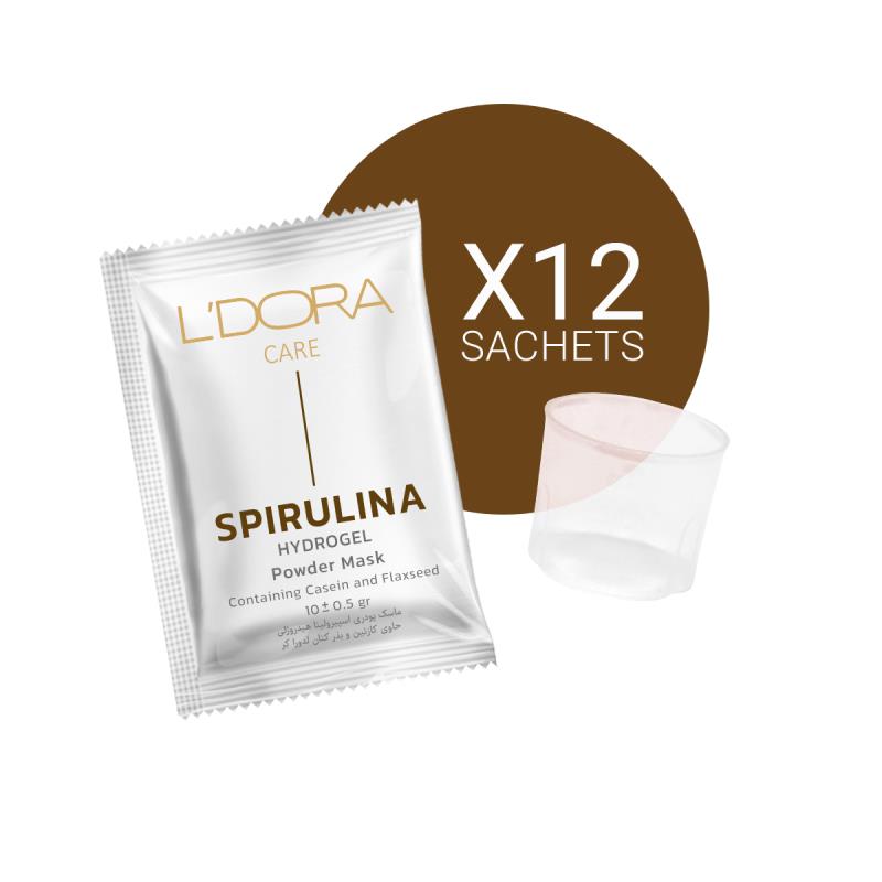 ماسک پودری اسپیرولینا هیدروژلی حاوی کازئین و بذر کتان لدورا کر 12 عددی