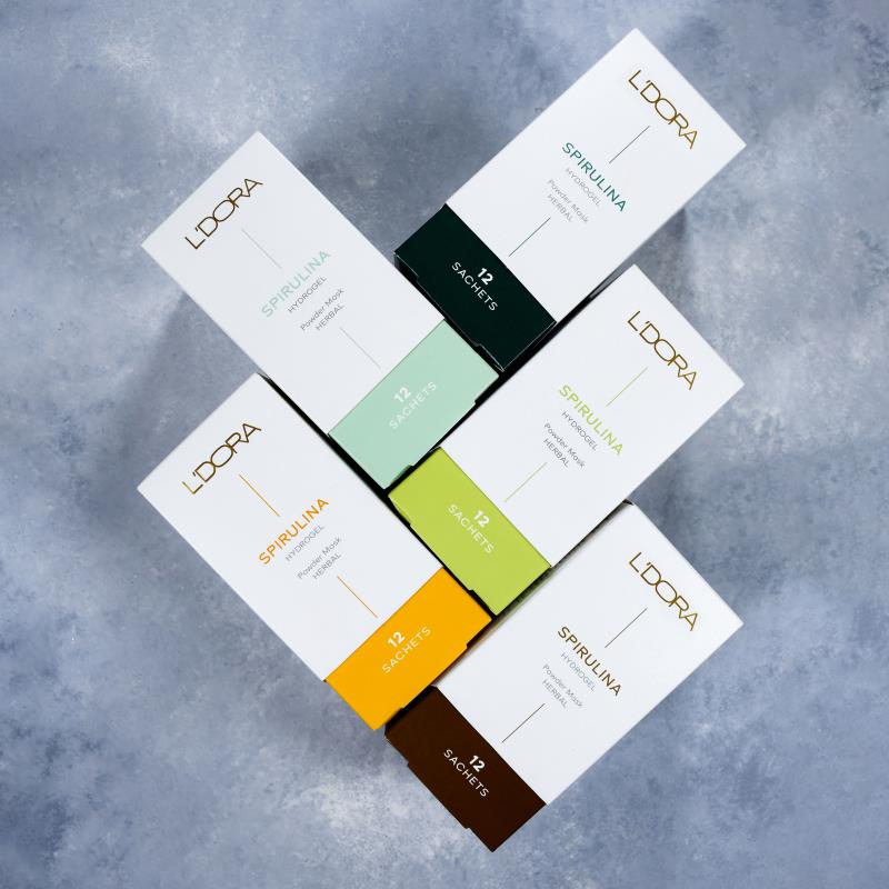 ماسک پودری اسپیرولینا هیدروژلی حاوی کازئین و بذر کتان لدورا کر 12 عددی